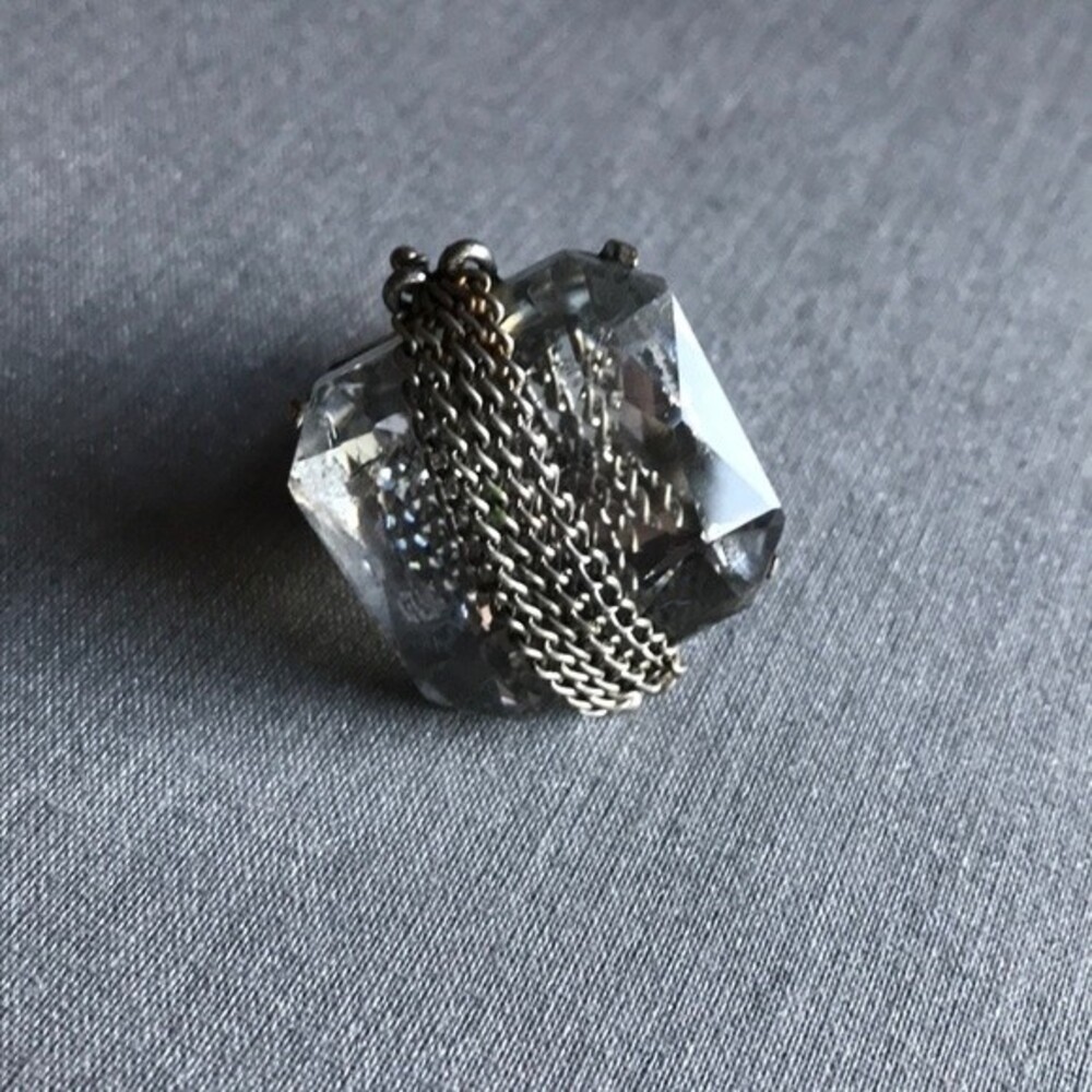 Big Bling Stretch Statement Ring Crystal Chain Sparkle Edgy Large Funky Fun